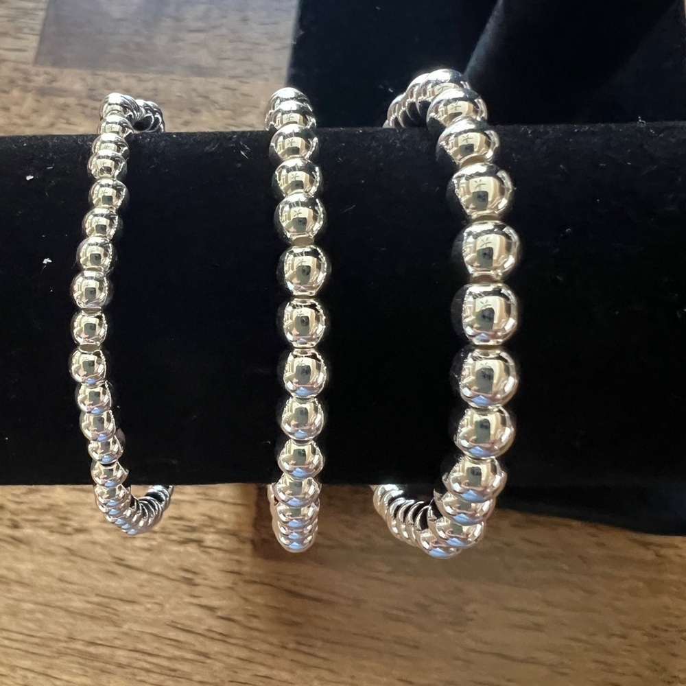 Water Resistant Silver Beaded Bracelet Set